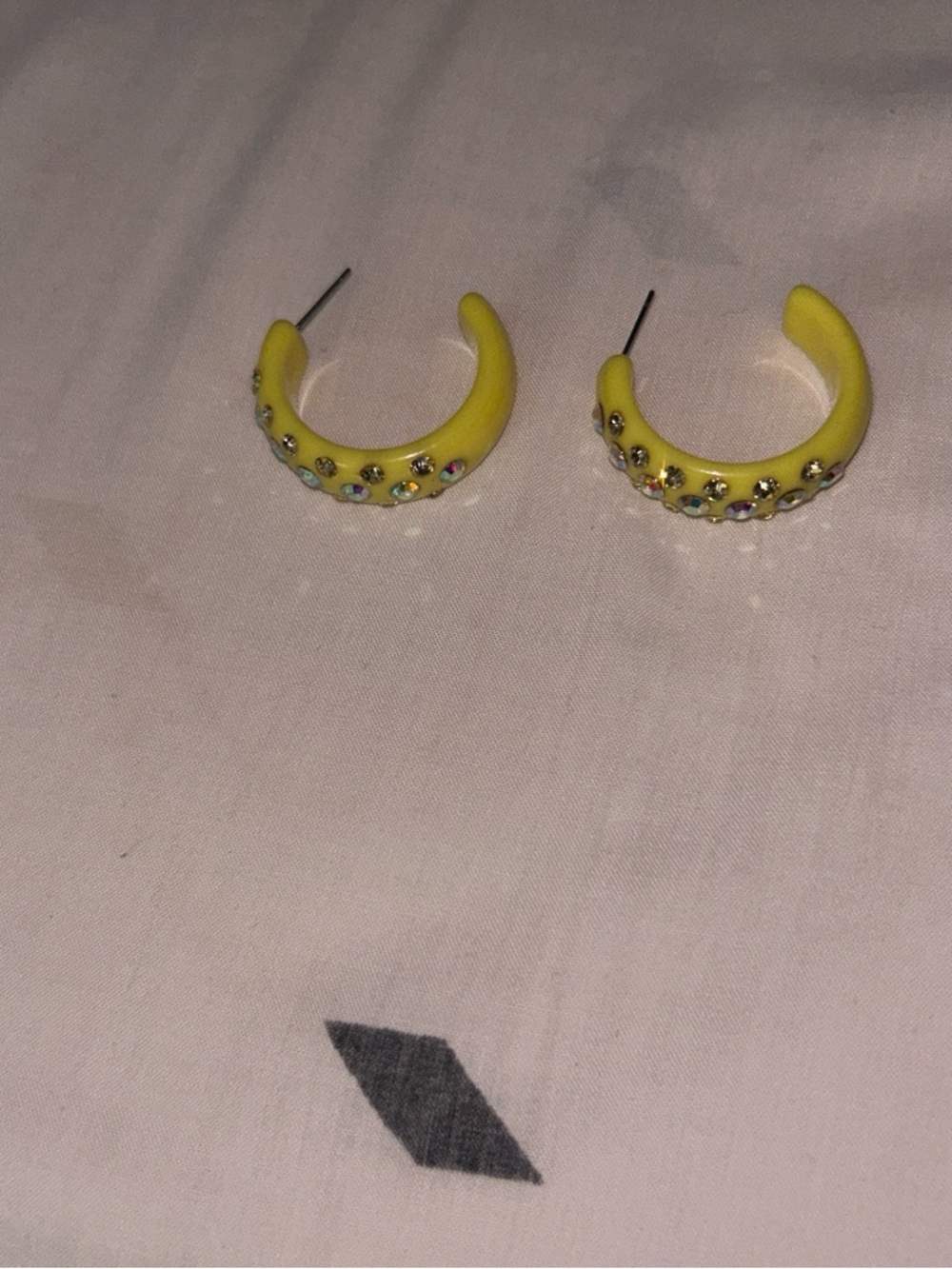 Yellow Crystal-Embellished Hoop Earrings